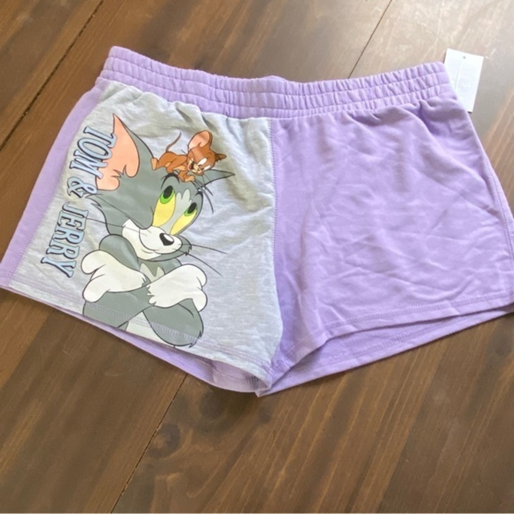 Tom And Jerry Shorts Women’s Juniors Large Purple Pull On Stretch New With Tags